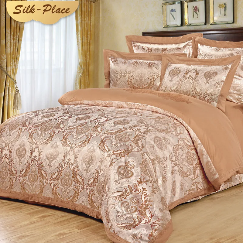  SILK PLACE Comforter Bedding Sets Satin Luxury Bed Sheet New Fashion Designer Jacquard Duvet Cover 