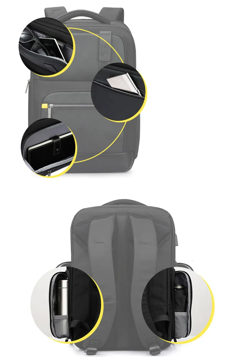 Hanke многофункциональный мужской рюкзак для ноутбука 15," 17" Мужской Бизнес Рюкзак Школьная Сумка Водонепроницаемый рюкзак для путешествий RFID USB H6770