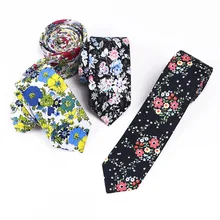 Мужской измельченный хлопковый тканевый галстук 6 см в европейском и американском стиле для досуга, хлопковый галстук-бабочка с цветочным принтом в виде цветка