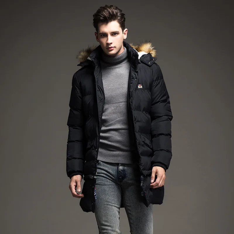 The length of the two men's 2015 winter men's wear padded jacket warm ...