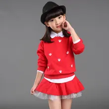 New style top quality 2015 girls clothing set girls suits cartoon princess shirt coat and skirt clothing sets girls 3 pieces