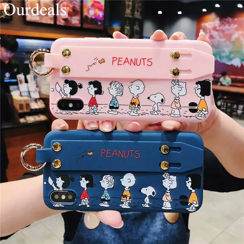 

Ourpho Fashion Solid Color Soft Shell Phone Case For iphone XS MAX XR X 6 6s 8 7plus Luxury Wristband Stand Cute Cartoon Cover