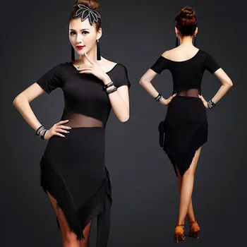 latin dance dress women new 2016 fringe dress competition adult for ladies sequin with fringes cha cha samba tango