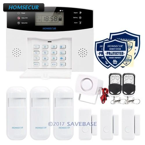 

HOMSECUR Wireless&wired 433Mhz LCD GSM SMS Autodial Home Security Alarm System with French Voice Prompt