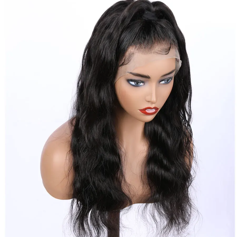 Elva ВОЛОС головы парик 13x6 Синтетические волосы на кружеве парики из натуральных волос с Африканской структурой, Для женщин бразильские волнистые волосы парик шнурка предварительно вырезанные с детскими волосами