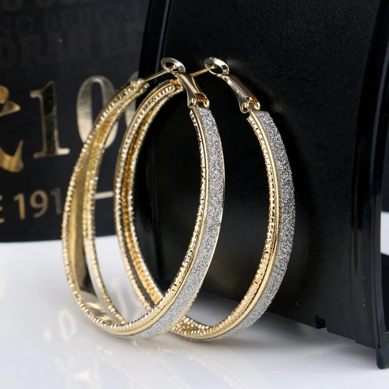 

Yuedane High-Quality Gold Silver Big Large Round Circle Earring For Women Charming Hoop Earring Party Wedding Jewelry