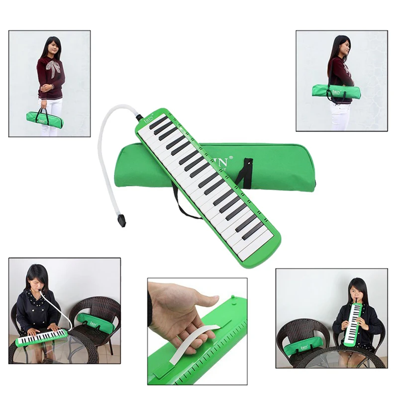ABGZ-IRIN 37 melodica ключи мелодический музыкальный инструмент с сумкой для переноски для студентов начинающих детей зеленый