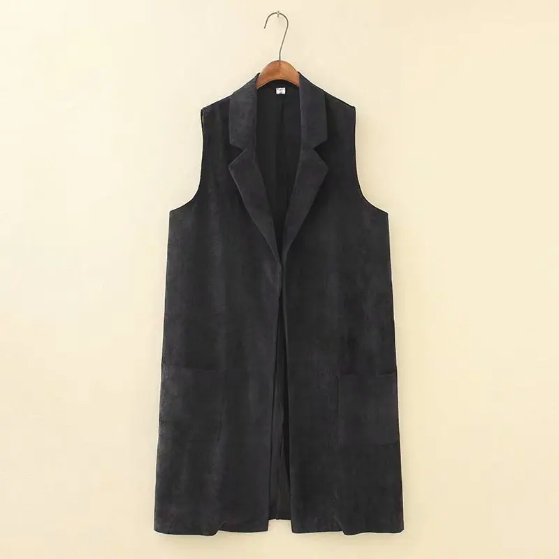 

2019 Women Vests Spring Plus Size Clothing Fashion Casual Loose Sleeveless corduroy Coats S6-8626