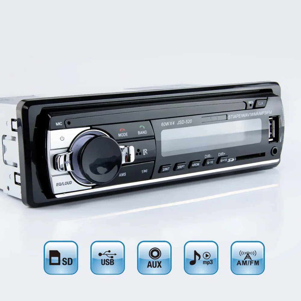 Viecar Автомагнитола 1 Din MP3 плеер FM аудио музыка USB SD цифровой Bluetooth с в тире слот AUX вход