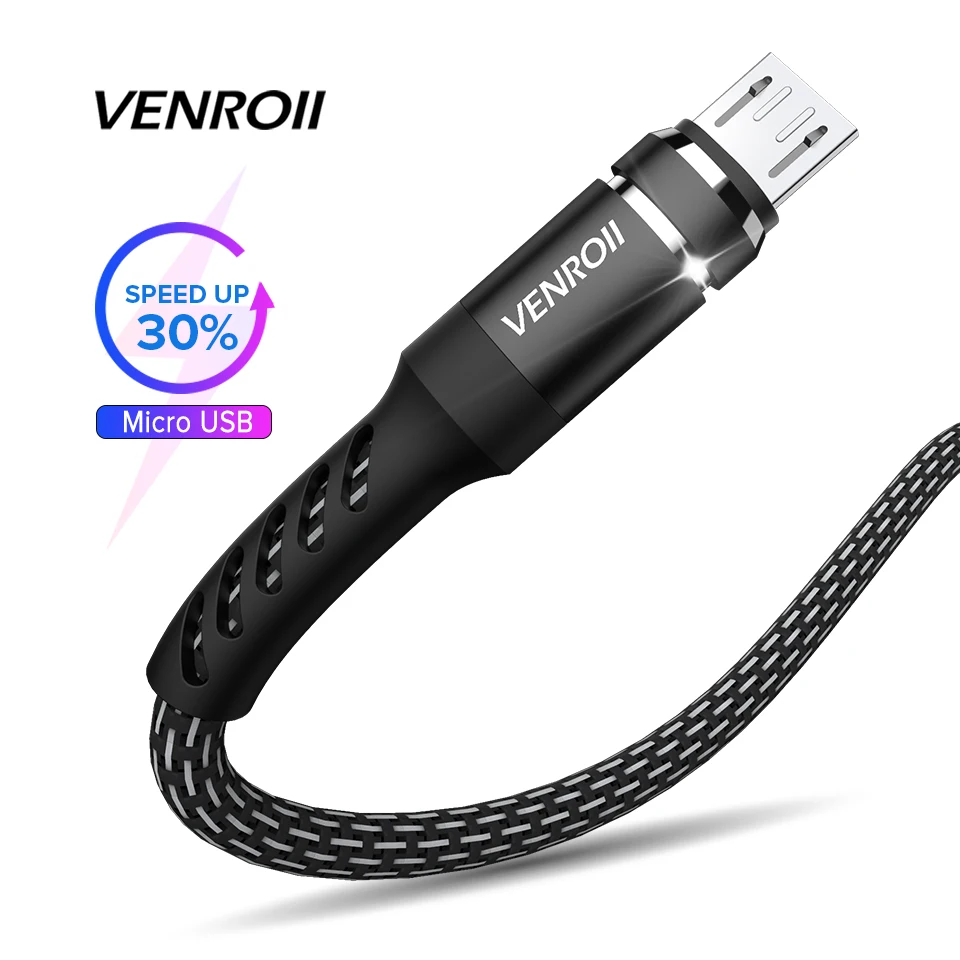 Venroii Micro USB кабель для зарядки и синхронизации данных 1 м шнур зарядного устройства для телефона samsung S7 J5 huawei Honor 9I 8X Xiaomi Redmi Note 5 4