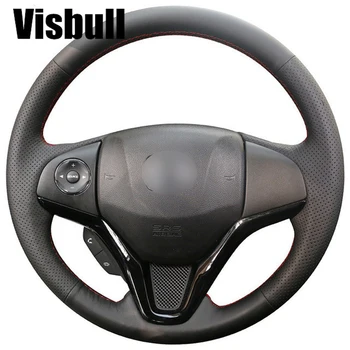 Visbull puレザー車のステアリングホイールカバーv1012用古いマツダ3マツダ5マツダ6 2003-2009