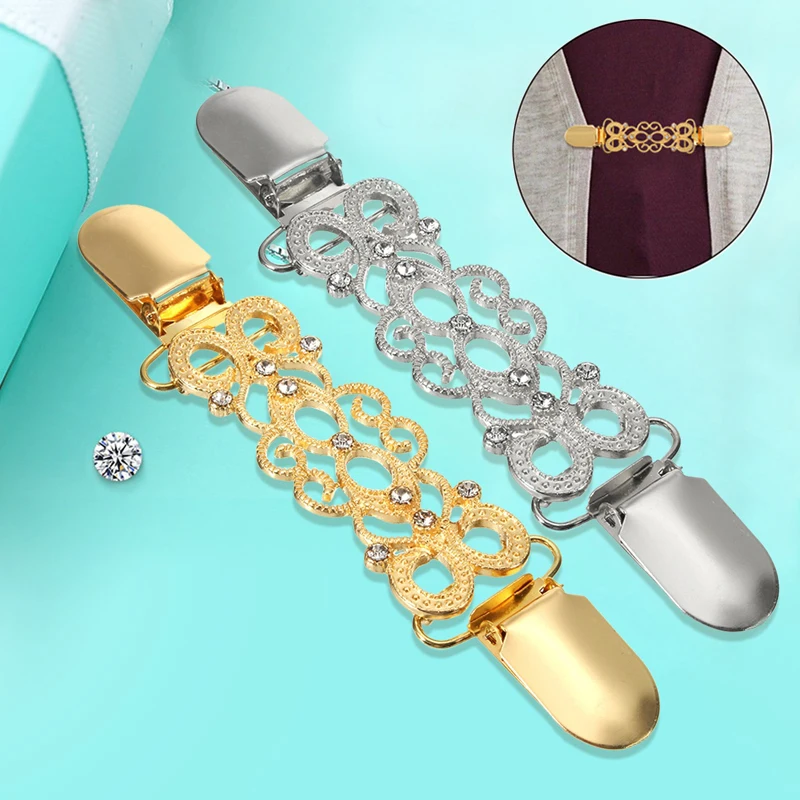 

New Gold Silver Sweater Cardigans Brooch Duck Clips Vintage Hollow Out Shawl Sweater Cardigan Collar Metal Pins Brooches Jewelry