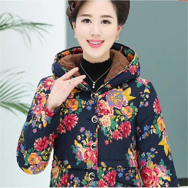 Large size Winter jacket Middle-aged women's clothing NEW Add wool Warm cotton-padded jacket Thickening Women winter coat K2902