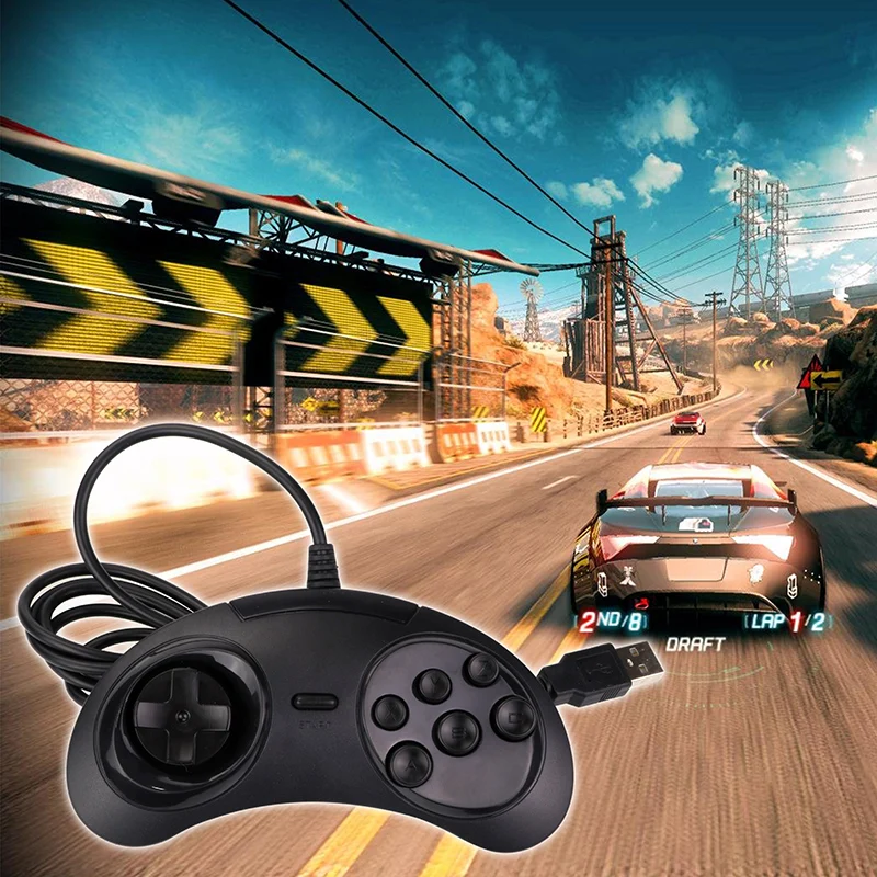Gamepads for SEGA Genesis/MD2 Y1301 Gamepad USB Game Controller 6 Buttons SEGA USB Gaming Joystick Holder for PC MAC Mega Drive