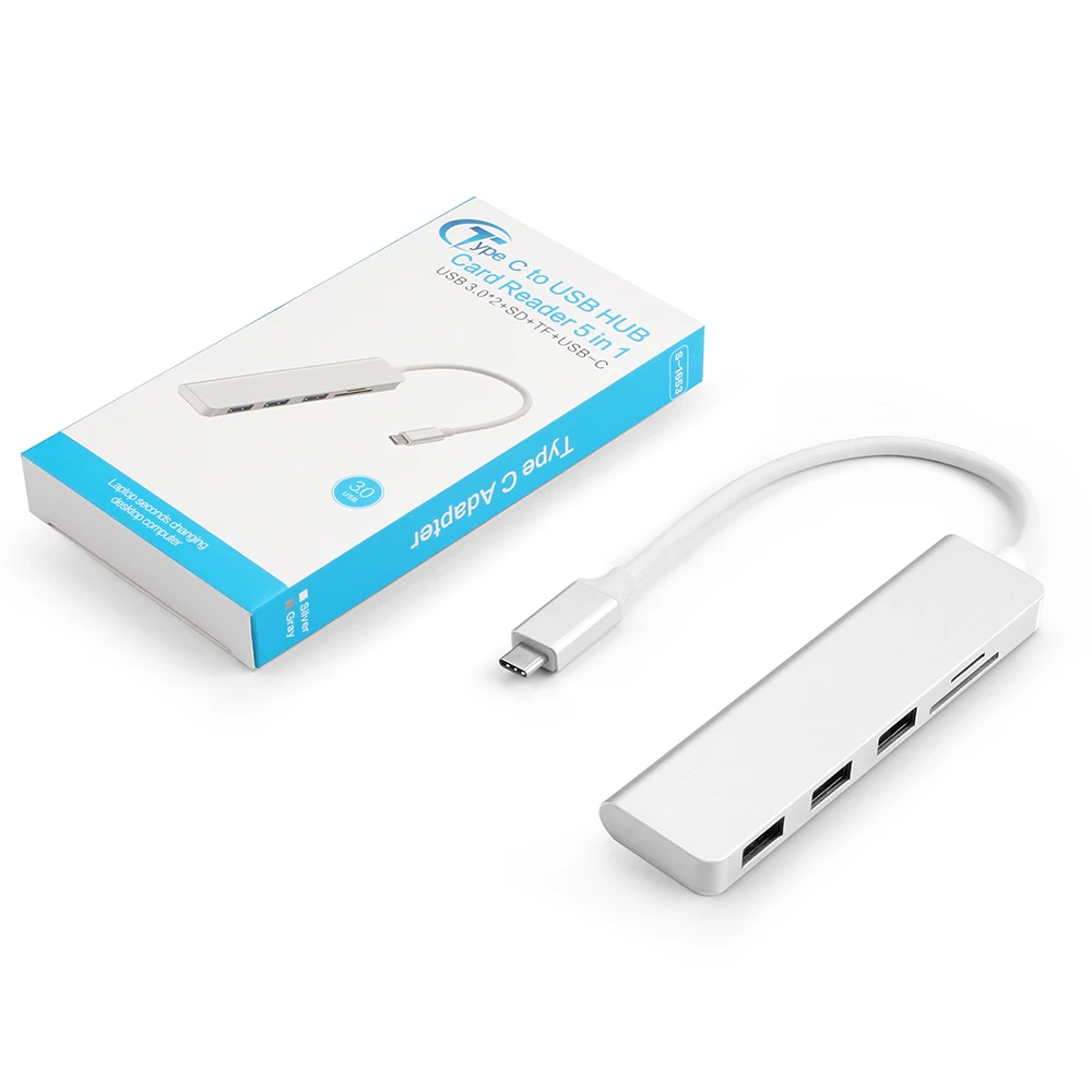 Batianda USB C концентратор, 3 USB 3,0 и кардридер Порт Thunderbolt 3 адаптер для MacBook Pro Air/samsung/huawei с концентратором type C