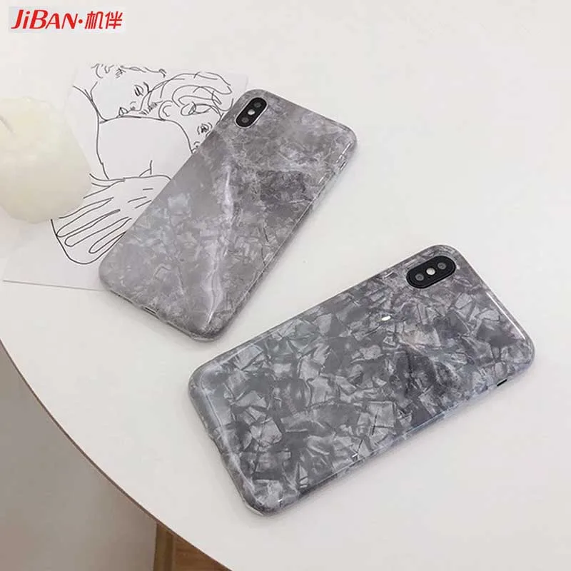 JIABN Luxury Marble Shell Pattern Phone Case for Apple Iphone XS Max XR Applicable IPhone 8plus 7p 6s 6plus Capa |
