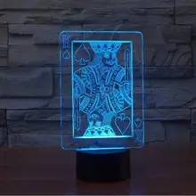 Spade K. 3d ночник 7 цветов Changingp креативный ночник в виде игральной карты Спальня Ночной светильник для создания уютной атмосферы светодиодный настольная лампа для подарка