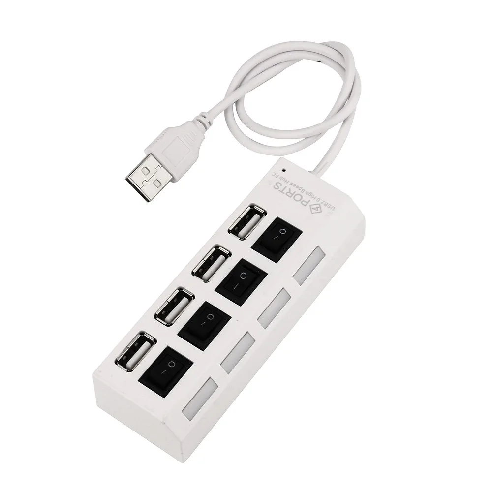 

USB Hubs New 4 Port USB 2.0 Hub On/Off Switches + DC Power Adapter Cable for PC Laptop/9#3$1.9