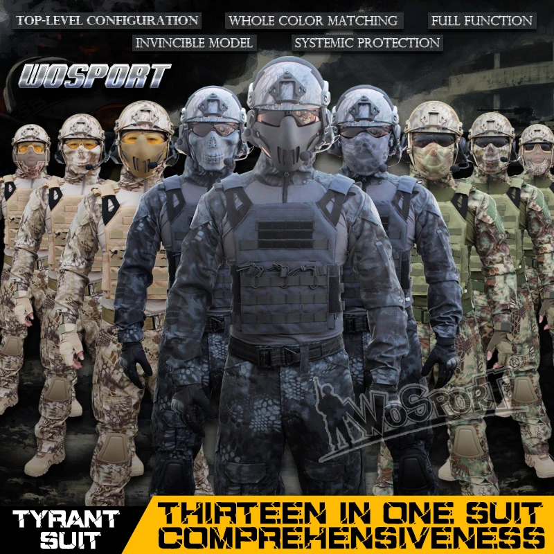 

WOSPORT New Powerful Advance Super Luxurious ARMY Military Airsoft Paintball Suit for Tactical Gear Include Uniform Mask Goggles
