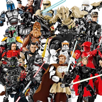 

Star battle action buildable figure stack block Darth Vader Maul Rey Grievous Storm CLONE trooper skywalker war Han Solo toys