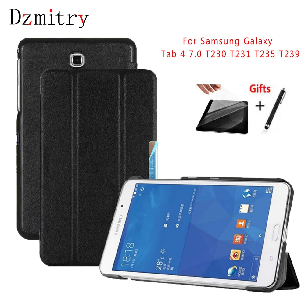 

Ultra Slim Magnet Folding smart Cover for Samsung galaxy Tab 4 VE 7.0 T230 T231 T235 T239 Tablet protective Case+film+Stylus pen
