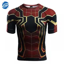 Zuoxiangru Мужская рубашка Для Бега Спортзала Человек-паук три-ди Мужская цифровая печать рубашка с круглым воротником Свободный короткий рукав мужчины