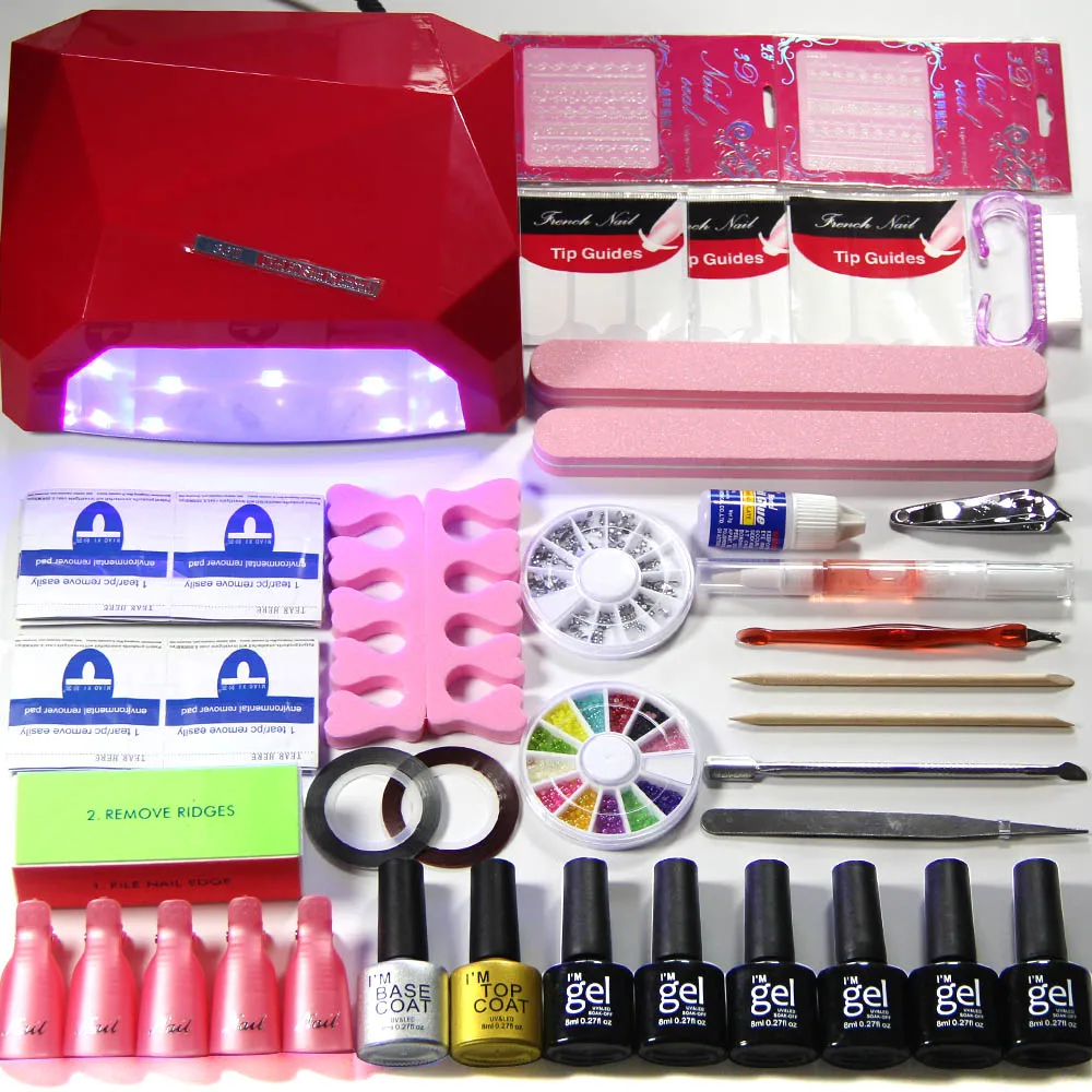 Nail Art Set Soak Off Uv Gel Polish 36W UV LED Lamp Dryer Kit Manicure