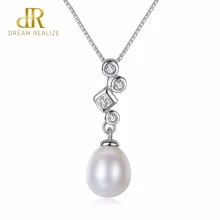 DR бренд простое неправильное ожерелье из стерлингового серебра 925 пробы с натуральным пресноводным жемчугом кулон для женщин высокое качество ювелирных изделий