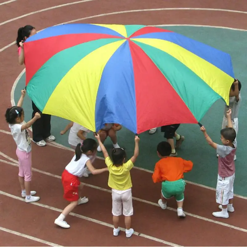 

3.6M Outdoor Parachute Rainbow Umbrella School Student Games Toys for Children Education Jump-Sack Ballute Gift Random Colors