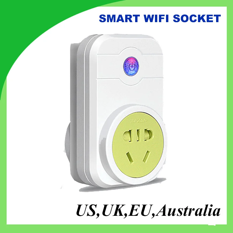 

Smart home 10A+timer EU US wifi power socket plug smart phone Wireless Controls for ios pad Android,Amazon Aleax