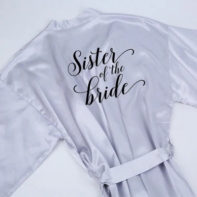 Sisbigdey; Соблазнительные туфли с серебряными халат пижамы для невест получать халат замужем невесты свадебное белье мама сестра из халат атласный - Цвет: sister bride