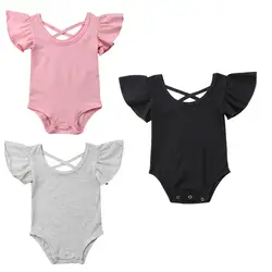 Летний комбинезон для новорожденных девочек; хлопковая одежда без рукавов с повязкой для маленьких девочек; боди; sunsuit; одежда