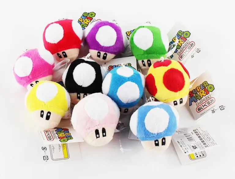 

2PCS 6CM Super Mario Bros Luigi Yoshi Toad Mushroom Mushrooms plush Keychain Anime Action Figures Toys for kids brithday gifts