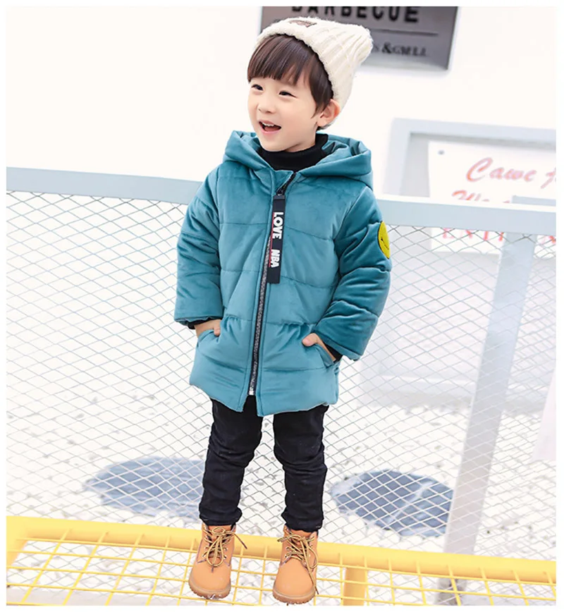 Winter warm gold velvet jacket for boys kids solid hooded down jacket for boys children coats outwear boy clothes (1)