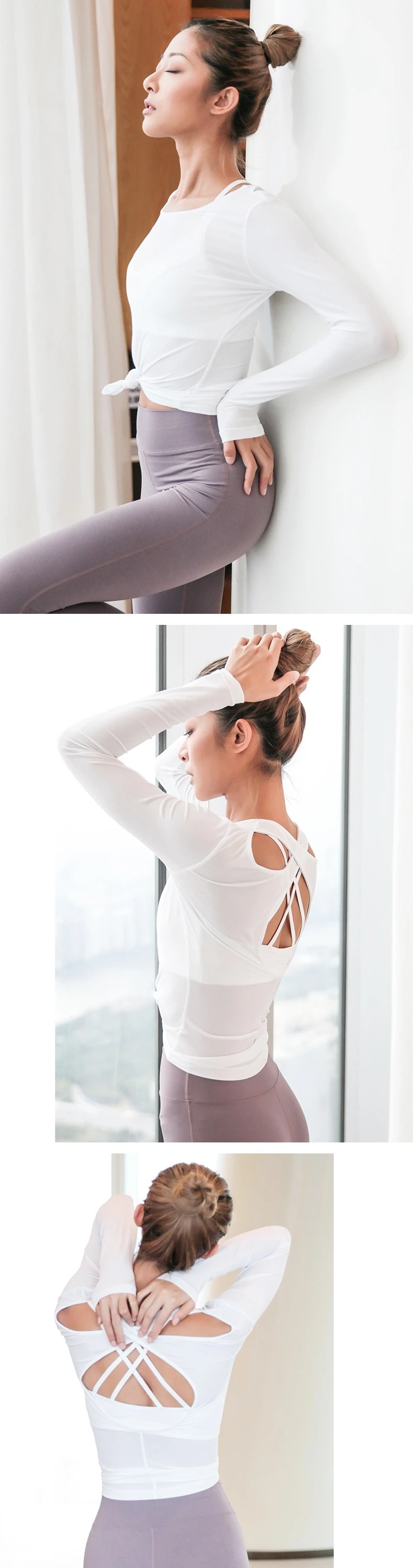 solid white yoga top