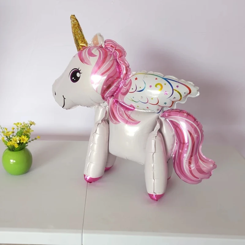 1pcs Babyshower 4D Unicorn Balloon My Little Pony Party Decoration Birthday Party Decorations Kids Happy Party kids Decoration - Цвет: Розовый