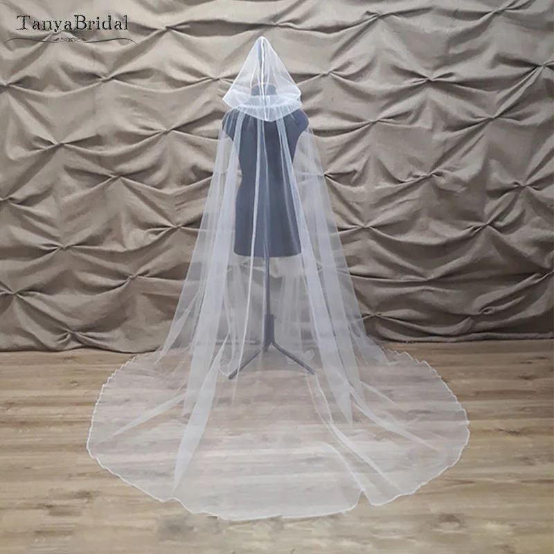 Soft Tulle Hood Wedding Cape Crocheted elegant Bridal Cloak Shawl 2m Length cape mariage Real DJ029 Soft Tulle Hood Wedding Cape Crocheted elegant Bridal Cloak Shawl 2m Length cape mariage Real DJ029