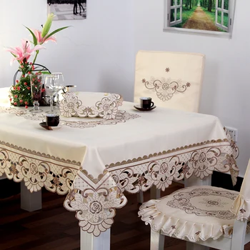 

TY010 European pastoral tablecloth embroidered table cover for wedding decoration dustproof dining table cloth chair cover