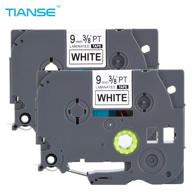 

TIANSE 2pcs 9mm TZ Tape TZe-221 TZe221 TZ221 TZe 221 High Quality For Brother P-touch Black on White Label Maker 3/8" W x 26.2'L