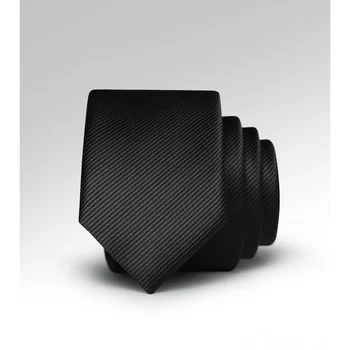 

High Quality 2019 New Fashion Mens Ties for Suit Solid Black Striped Twill 5CM Slim Neck Ties Narrow Gravata with Gift Box
