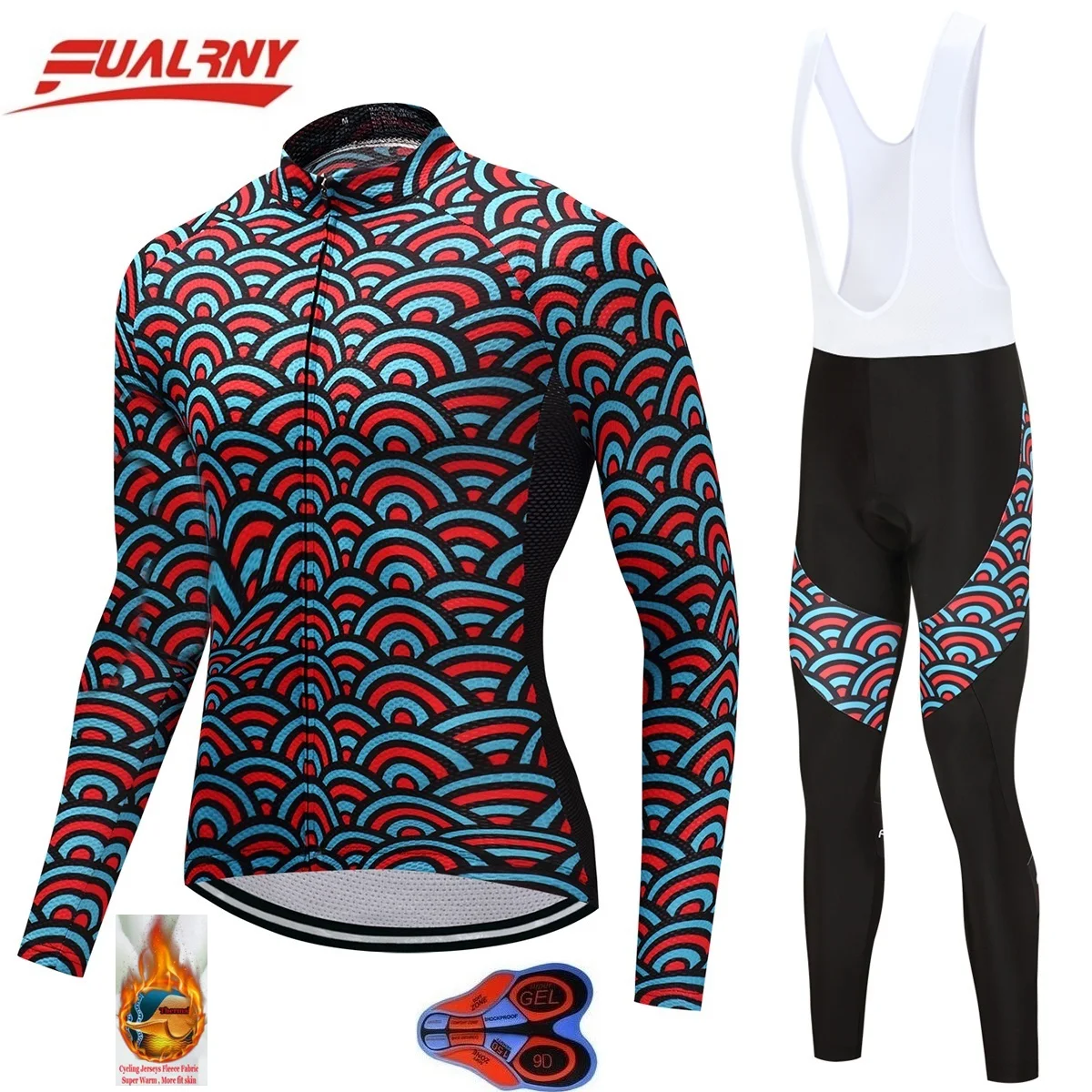 

2019 FUALRNY winter Thermal Fleece cycling jersey long sleeve men with pants cycling set cycling clothing for ropa 9D gel squama