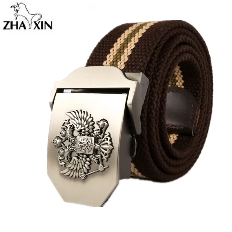 

Russian National Emblem Canvas 2019 Fashion Mens Canvas Belt Buckle Metal Tactical Belt Men Strap Belts Canvas Belts 110cm