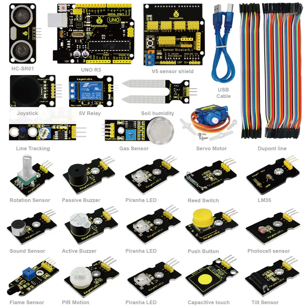 Keyestudio ARDUBLOCK графическое Программирование стартовый комплект для обучения Arduino+ UNOR3/Dupont линии