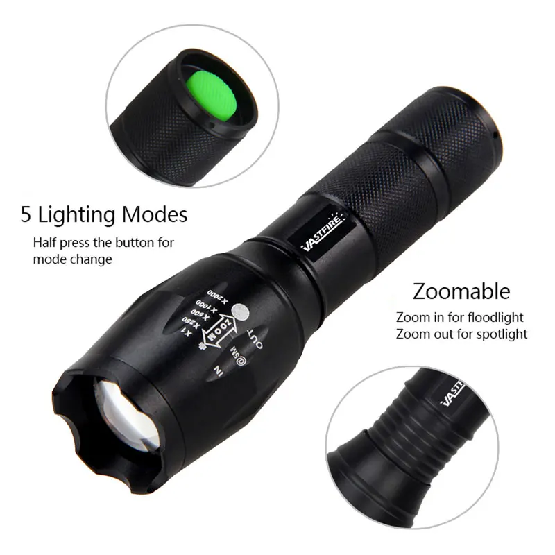 Grün LED Zoombar Focus Taschenlampe Jagd Lampe Licht Torch Fackel Outdoor DE Grün LED Zoombar Focus Taschenlampe Jagd Lampe Licht Torch Fackel Outdoor DE
