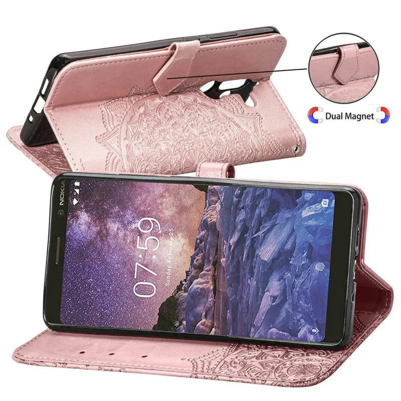 Чехол Кошелек с тиснением для Nokia 3 1 2018 TA 1049 1057 кожаный чехол книжка 5 1061 1075 7 Plus