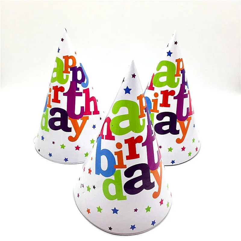 

6 Pcs White Star Decoration For Party Disposables Paper Hat Kids Boys Girls Birthday Party Supplies Decoration Caps 20*14cm
