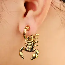 3 цвета, панк, черный, золотой, серебряный, необычные серьги-гвоздики в виде животного скорпиона для женщин, модные ювелирные изделия, brincos