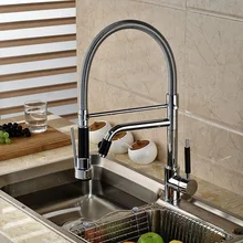 Весна Pull подпушка Носик Кухня Раковина кран Одной ручкой двойной воды Mixter кран палубного крепления