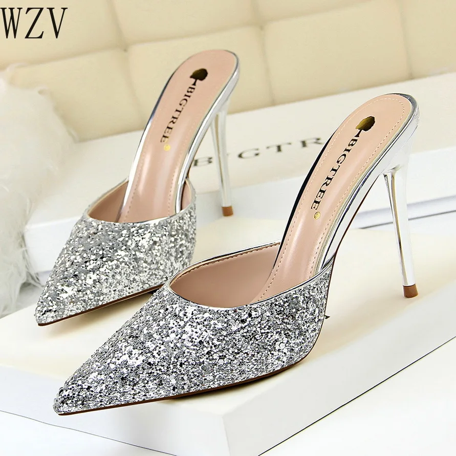 

Women Pumps Extrem Sexy High Heels Pointed Toe Women sandals Thin Heels Female shoes Gold Sliver White Ladies Shoes H106