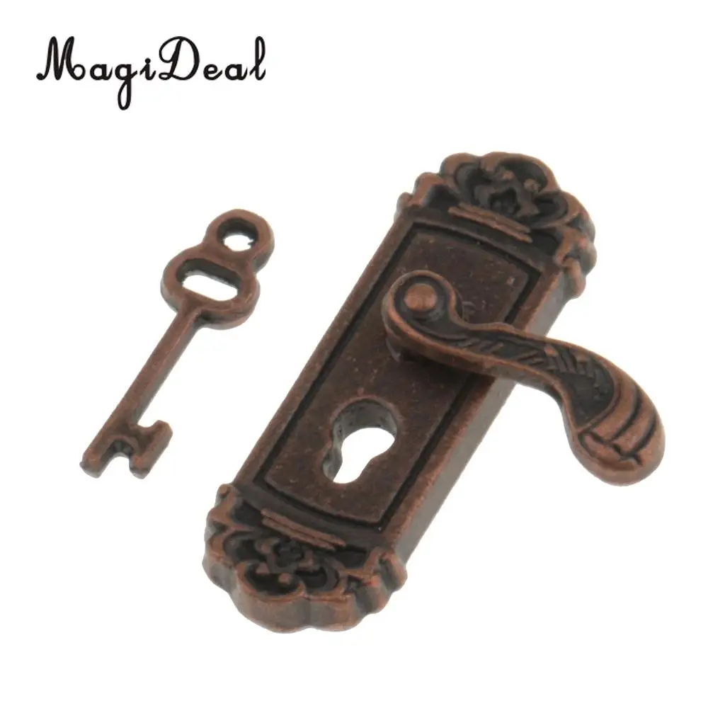 1/12 Scale Metal Dollhouse Miniature Vintage Door Lock Key for Dollhouse Furniture Decoarion DIY Accs